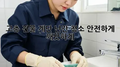 고층 건물 계단 난간 청소, 안전하게 깨끗하게! ✨
